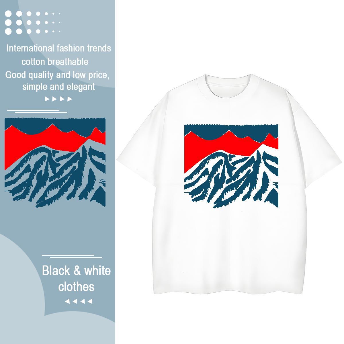 Casual New Tshirt for Man Woman Hip Hop Breathable Short Sleeve Tops Shirt Nice 230g Pure Cotton mountains Oversized T-Shirts for Women