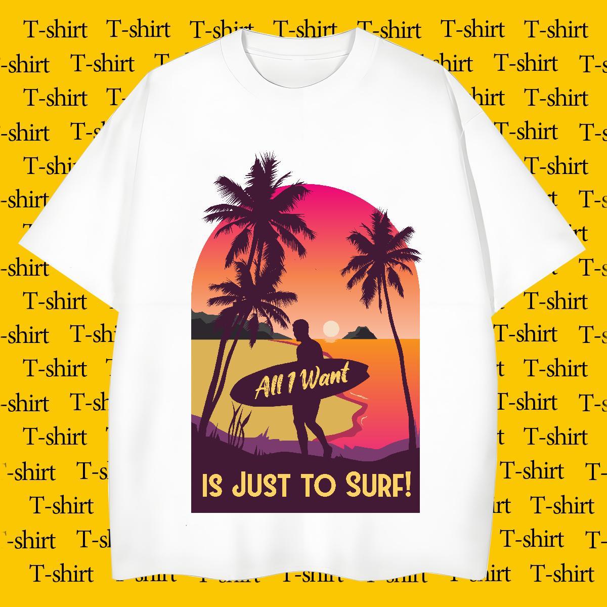 Soft Men Tops Tees Spring Summer 230g Cotton Cartoon Print Short Sleeve O-Neck beach T Shirts Men Free Shipping Polos