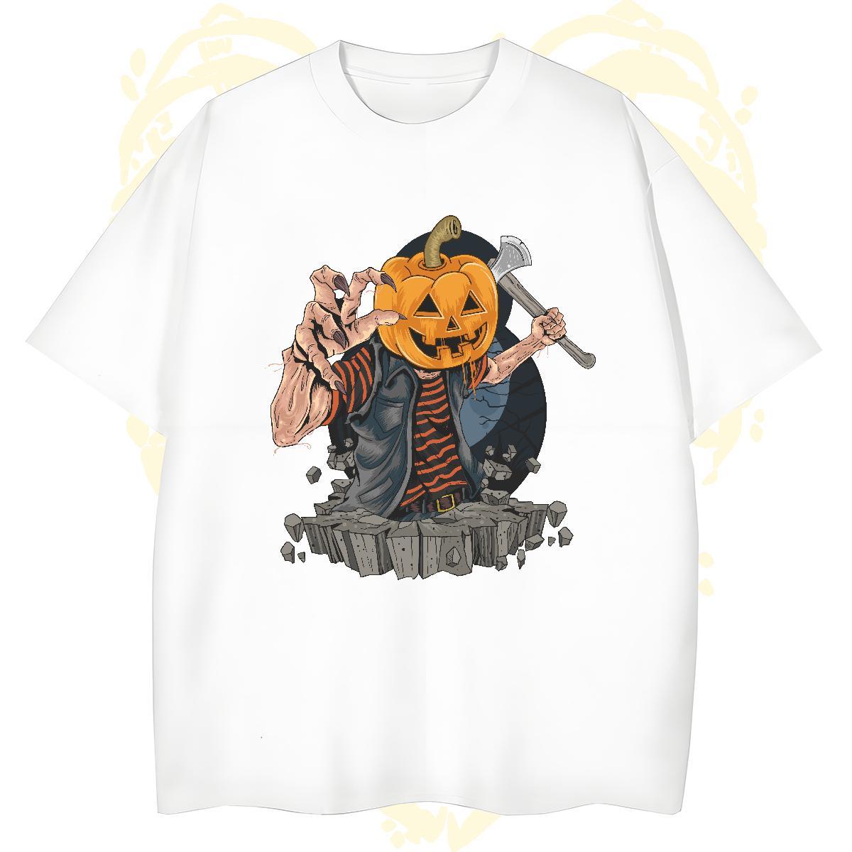 Cool Design T Shirts Men pumpkin Breathable Short Sleeve Anime Printing Street Plus Size Custom 230g 100% Cotton Tshirt for Man Woman DIY Top Tees