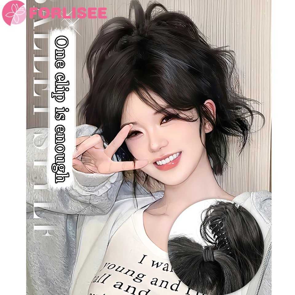 Forlisee synthetic ponytail wig womens long hair chicken head clip fluffy hair new Chinese style wig clip W240817