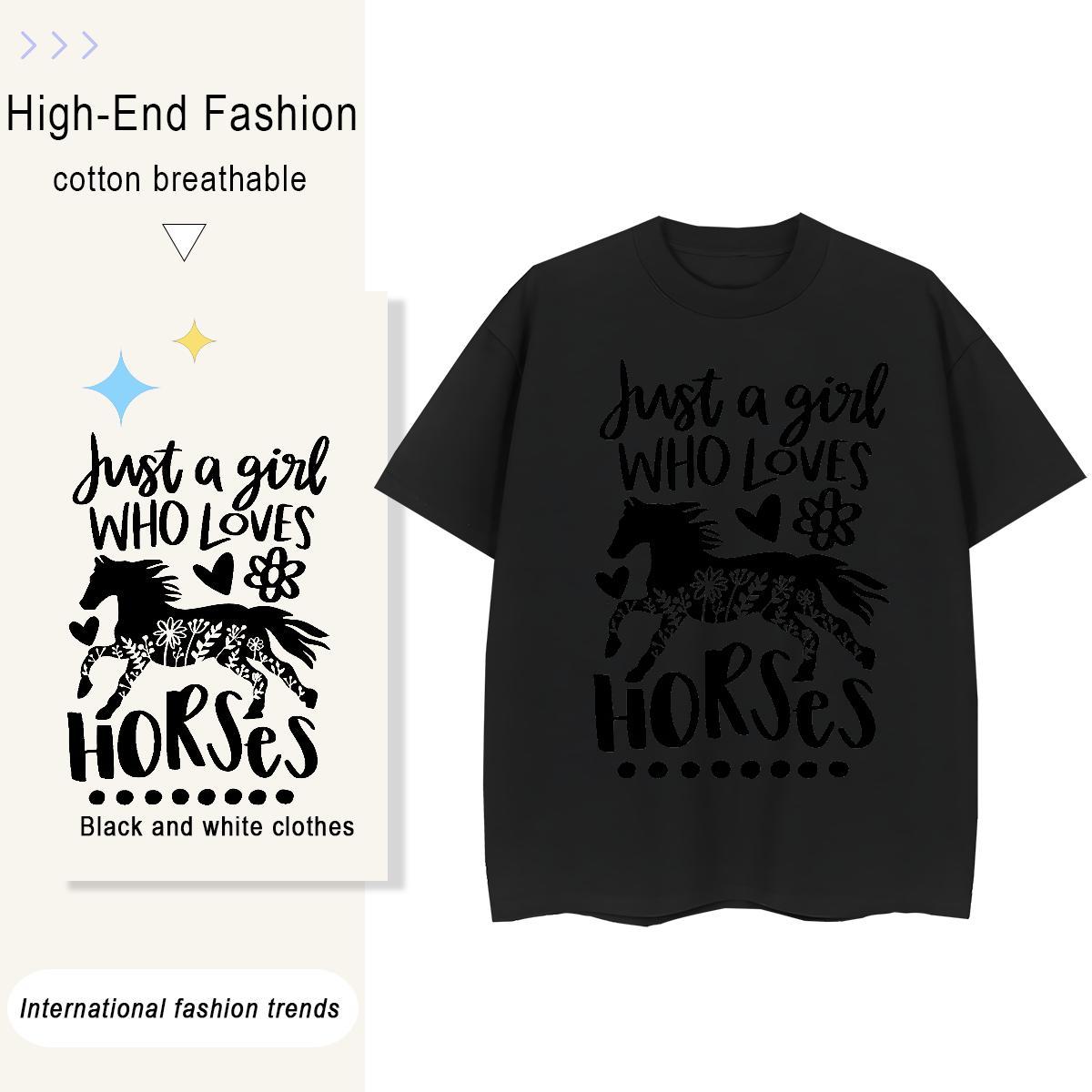 Custom Men Tshirts horse Summer Casual 230g 100% Cotton Tops Shirt Breathable Soft Brand T Shirt For Man DIY Anime
