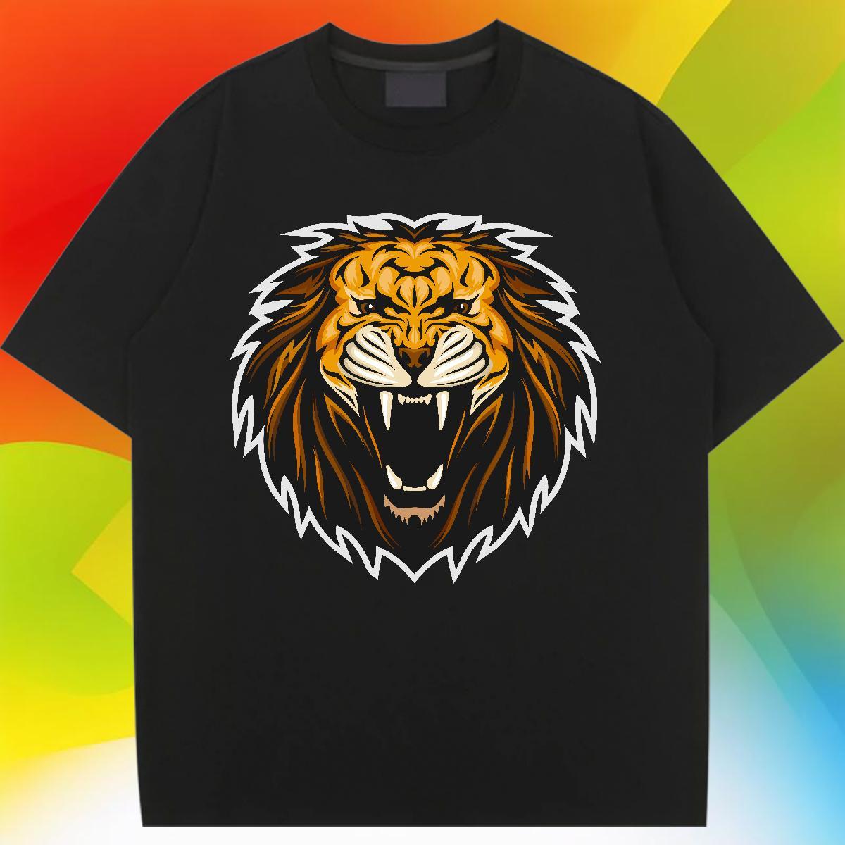 Stylist Unisex Tshirts Daily Wear Breathable Crew Neck Tops Lady 230g Pure Cotton lion DIY Logo Womens T Shirts