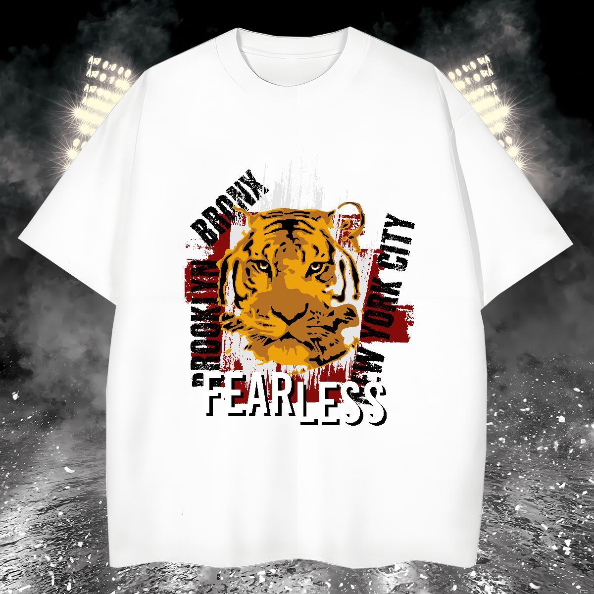 Loose Fit T shirt tiger O-Neck Short Sleeve Sport Custom Print Plus Size 230g Pure Cotton Men Tees DIY Customized Tshirts