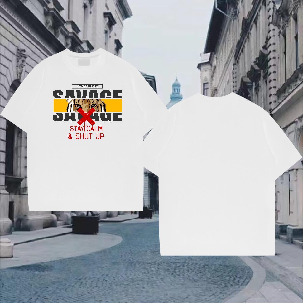 Unisex T-Shirts tiger O-Neck Short Sleeve Daily Outfit Cartoon Printing L-4XL 230g 100% Cotton Men Tees Designer Fashion Tops Shirt