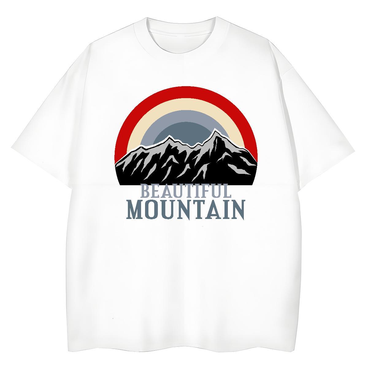 2024 Women Tshirts Casual Sport Breathable Crew Neck Wear Free Shipping 230g Cotton mountains Floral Print T Shirts Women