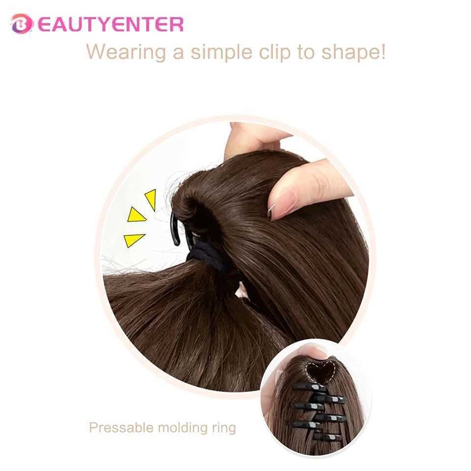 Wig ponytail grip micro curls long straight ponytail high mesh ponytail red female micro curls ponytail W240817