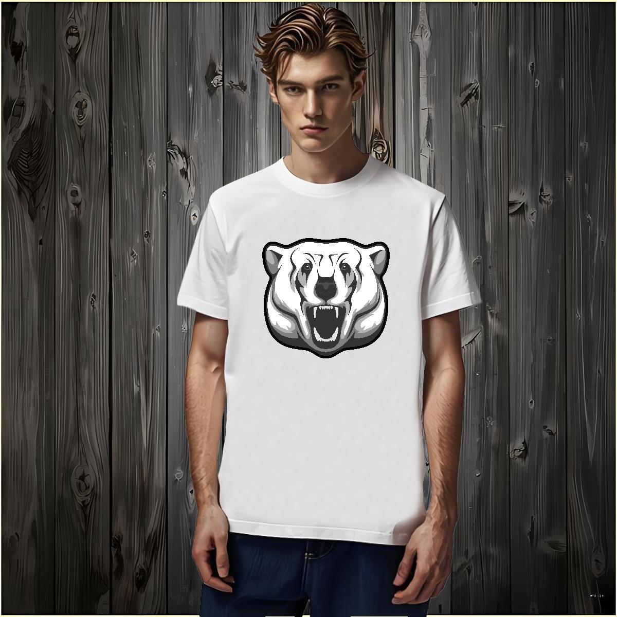 Free Shipping T-Shirts bear Crew Neck Beach Cartoon Printing L-4XL 230g Pure Cotton Men Tops Tees Customized Polos