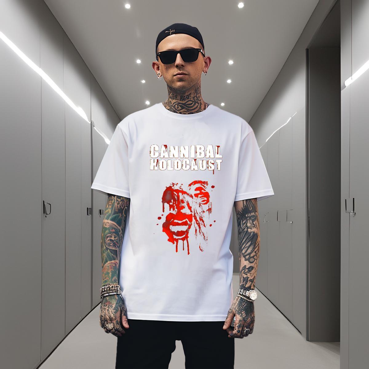 Men T Shirts 230g Cotton scary Street wear Hip Hop Breathable Oversized Couples T Shirts 2024 Summer Wholesale Tee Shirt