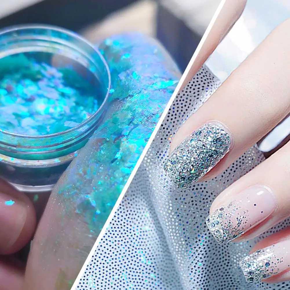 NEW High-shining 1PC Aurora Chameleon Opal Flakes Nail Powder Holographic Mermaid Glitter Sequins Pigment Eye Shadow Color ShiftXJ240815