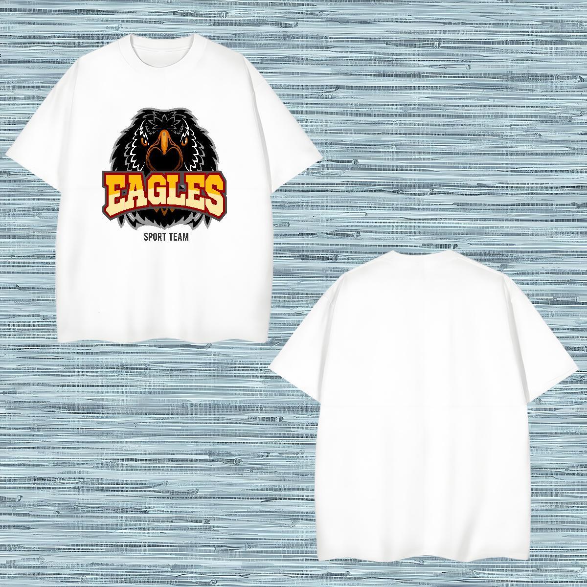 Free Shipping T Shirts Men eagle Breathable Short Sleeve Anime Printing Street DIY 230g Pure Cotton Tshirts Fashion Design Wear