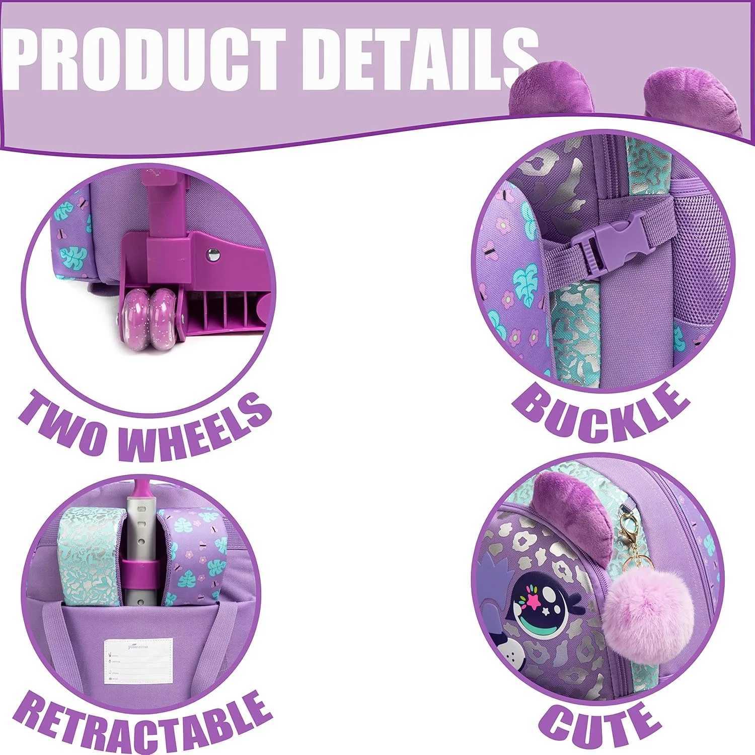Rolling Backpack for Girls Kids Backpack with Wheels Backpack for Elementary Students Carry on Luggage Bookbag with Roller Y240820
