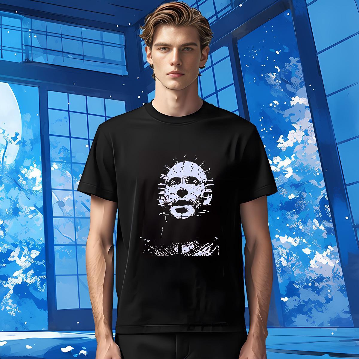 Men T Shirts 100% Cotton 230g scary Anime Printing Street Short Sleeve Soft Plus Size Custom Tshirts New Loose Tees