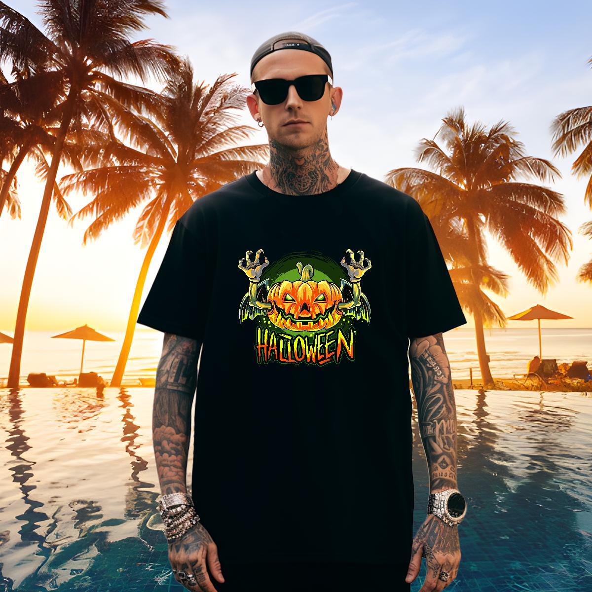Cool Design T Shirts Men halloween Crew Neck Breathable Hip Hop Street Custom Print Plus Size 230g Pure Cotton Mens Tshirts Designer Clothes