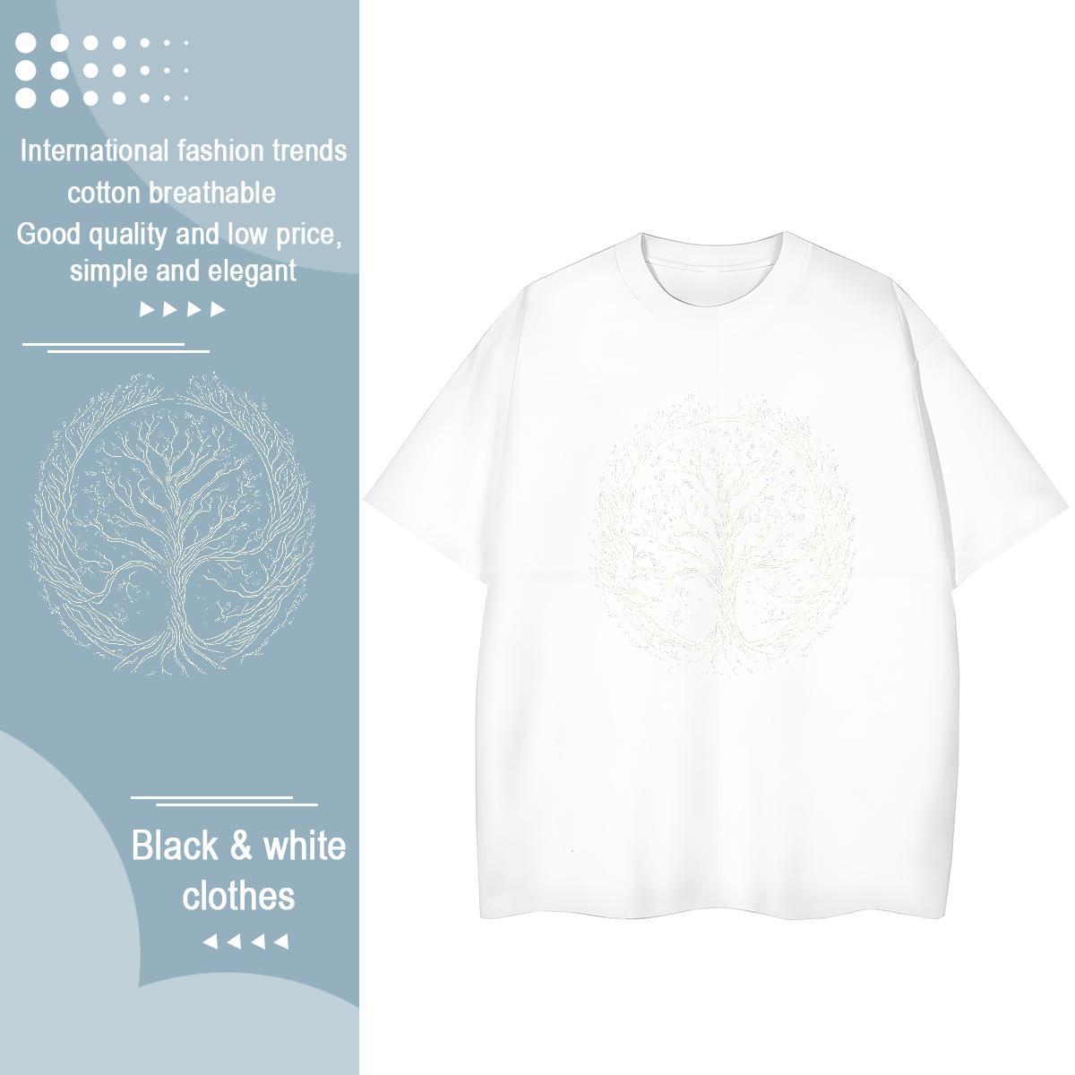 2024 Summer Couples T Shirts tree High Street Hip Hop 100% Cotton 230g Clothings Round Neck Short Sleeve Designer Man T Shirts Plus Size Custom