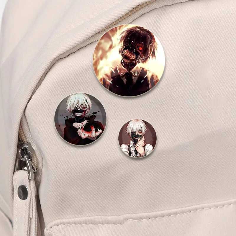 High definition printed pin cartoon character Kaneki Ken badge classic anime Tokyo Ghoul bread brooch backpack clothing gift accessories W240815