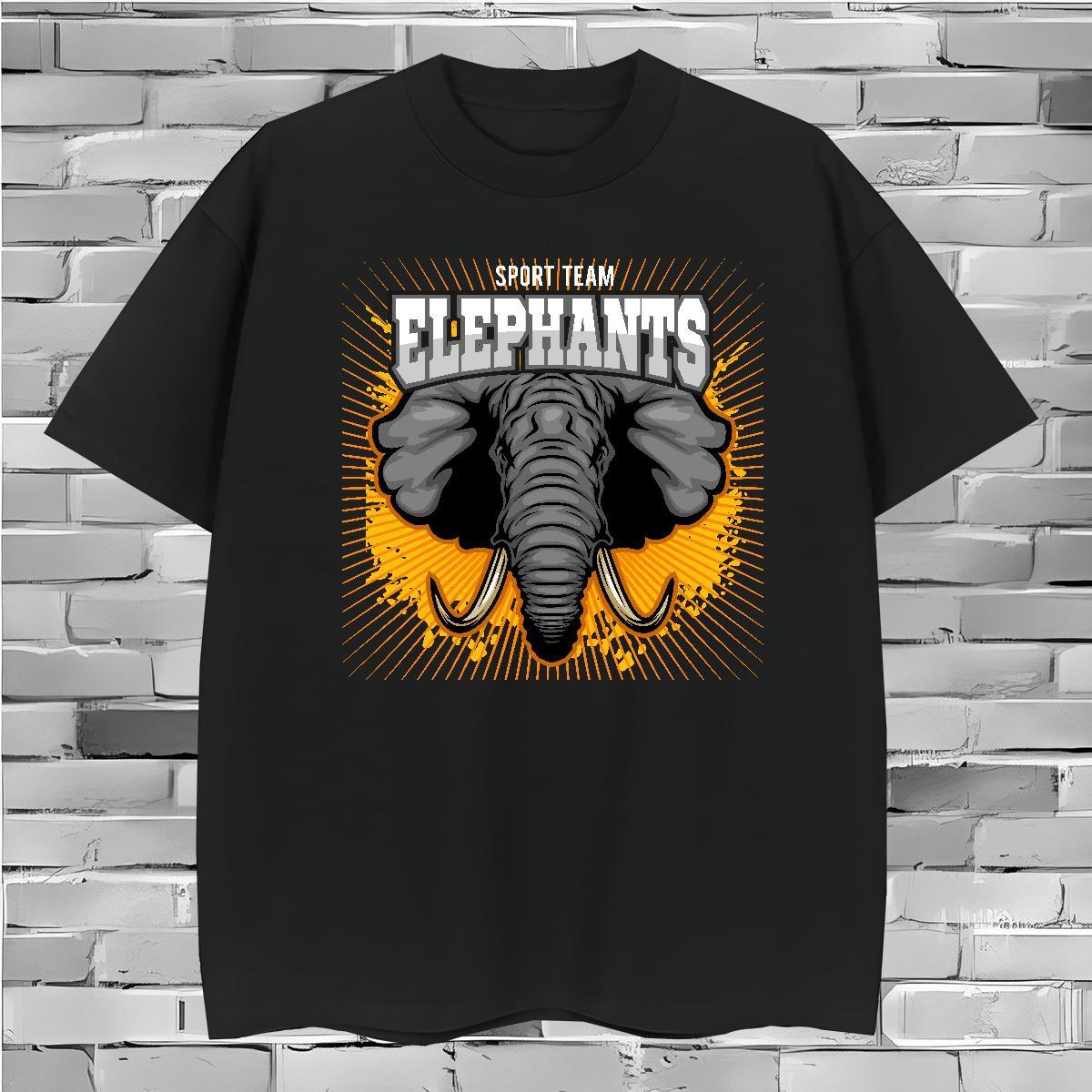 Factory Direct Men Tees elephant Daily Wear 230g 100% Cotton Top Tees Short Sleeve Soft Free Shipping Man T Shirts Customized