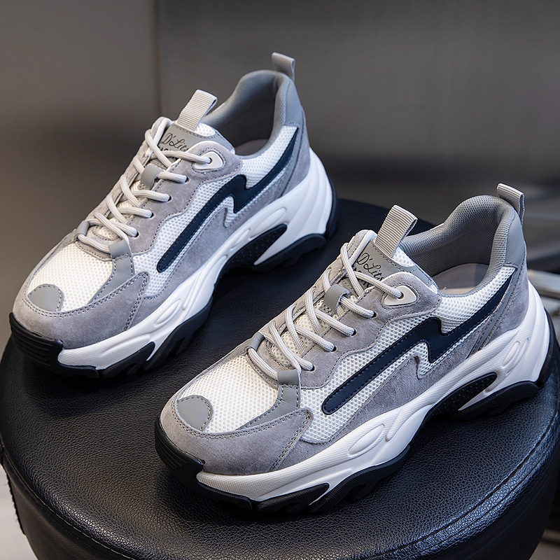 Ddmysports Absorbing Film Dad Autumn Winter New Thick Sole Elevated Running And Sports Women S Genuine Leather Casual Shoes Trend OUTDOOR