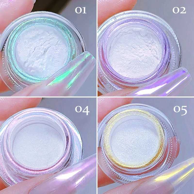 BORN PRETTY Moonlight Mirror Nails Powder Pearl White Nails Glitter Aurora Shining Pigment Chrome Dust Nail Art DecorationXJ240815