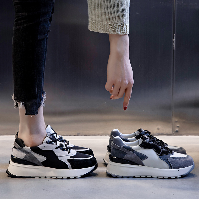 Ddmysports Dad S Autumn New Casual Sports Single Women Thick Sole Increase Running Breathable Genuine Leather Shoes Trend OUTDOOR
