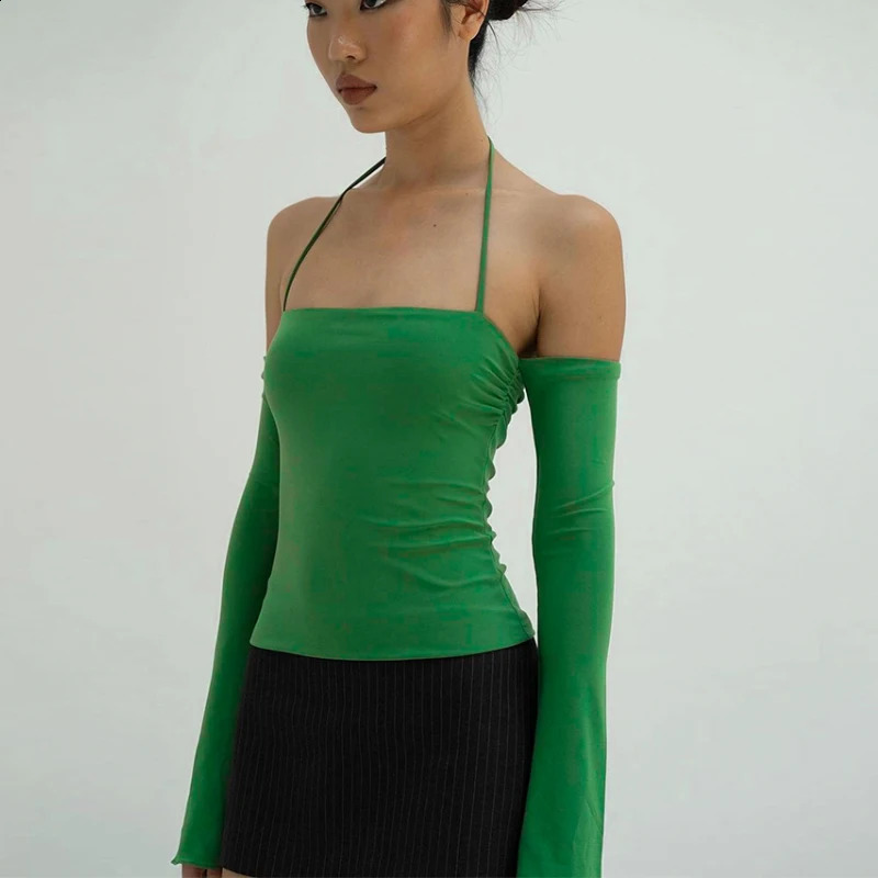 Lygens Halter Solid Slim Off The Shoulder WomenS Tops Camis Tshirts Y2K Streetwear Wholesale Party Club Casual Korean Clothes 240819