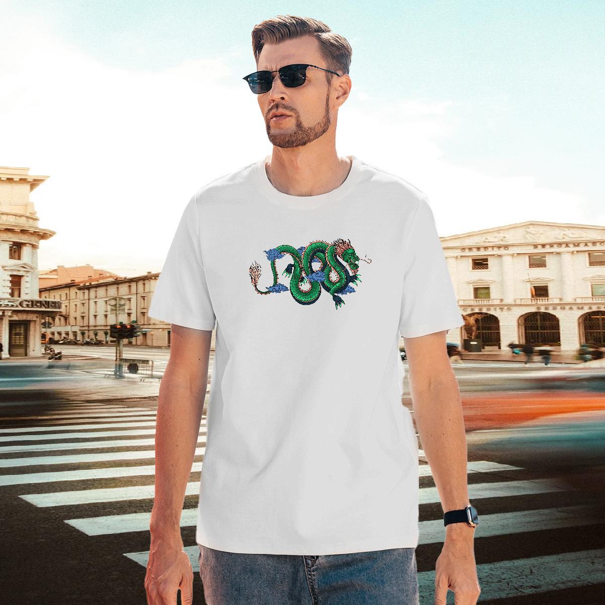 Unisex Men Tops Tees Hip Hop Street 230g Pure Cotton Custom Printing Short Sleeve O-Neck dragon T shirt 2024 Summer Wear