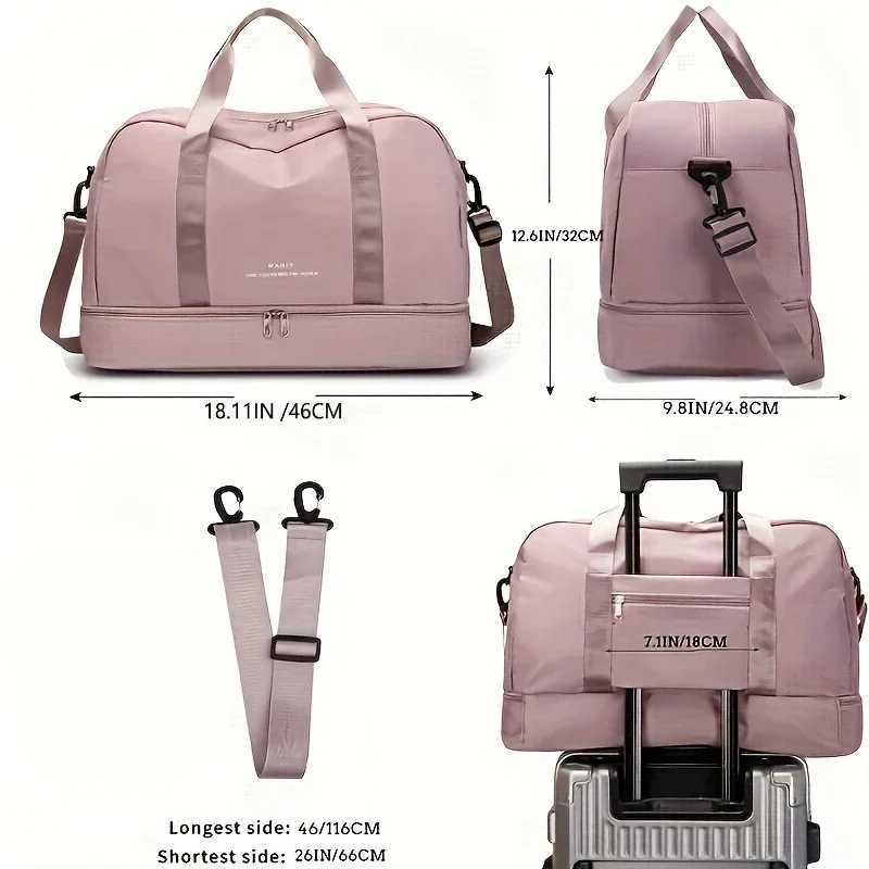 Expandable Travel Duffle Bag for Women Sports Handbag Fitness Bag Large Capacity One Shoulder Weekend Overnight Bag CL240820