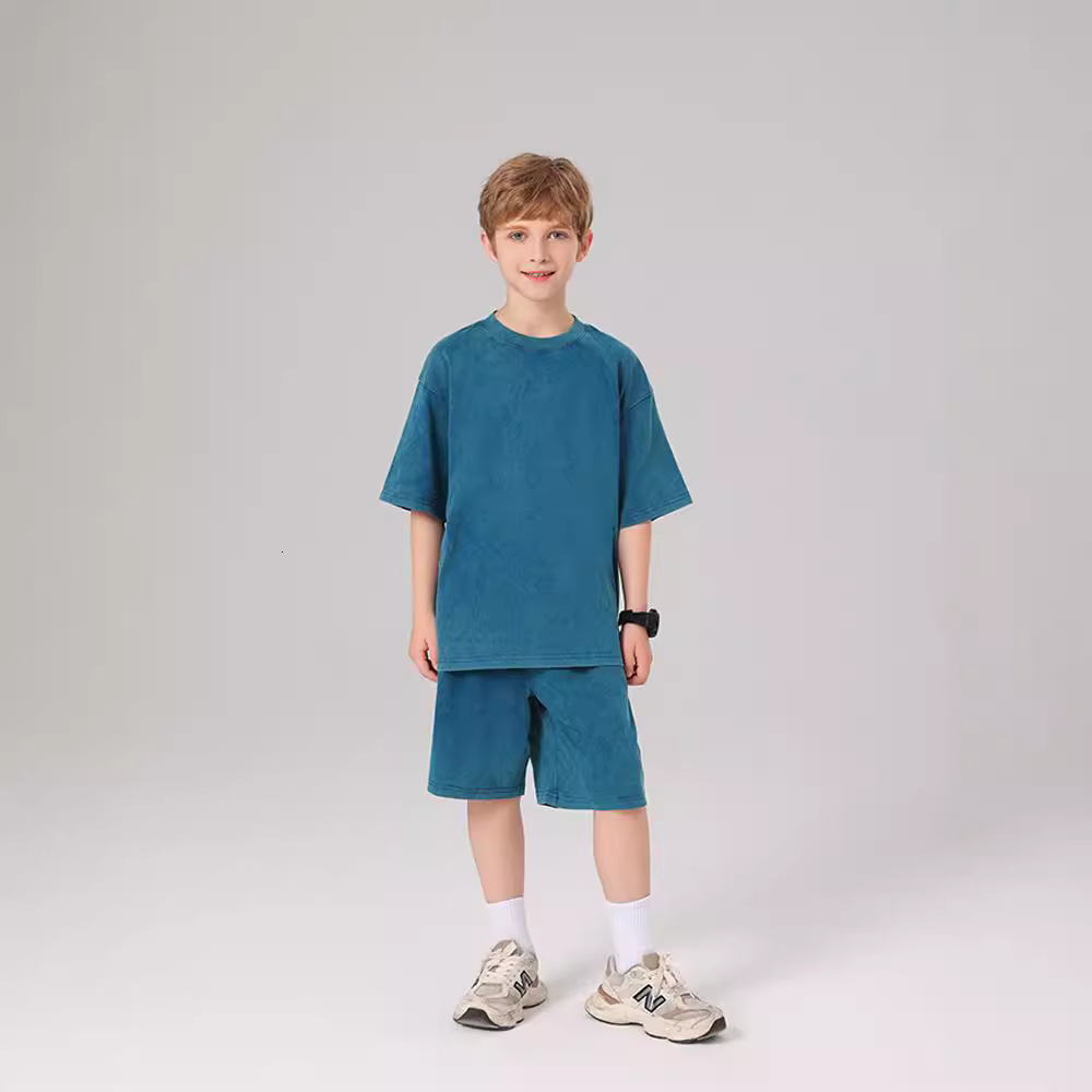 Trendy 270G short sleeved summer new item, mid size T-shirt shorts, pure cotton loose fitting children's clothing F40-08.20