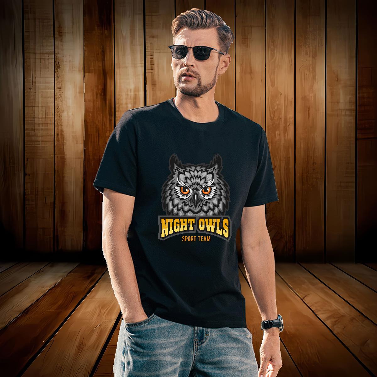 Brand Men Tshirts owl Hip Hop Street 100% Cotton 230g Tees Pure Cotton Unisex T-Shirts Customized Print