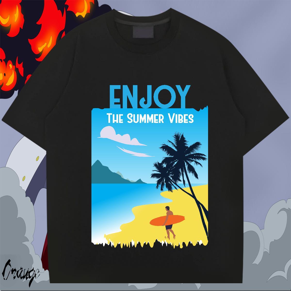 Popular Men Tops Tees Anime Printing Street 230g 100% Cotton Oversized 4XL Breathable Crew Neck beach Mens T Shirts New Arrival Clothes