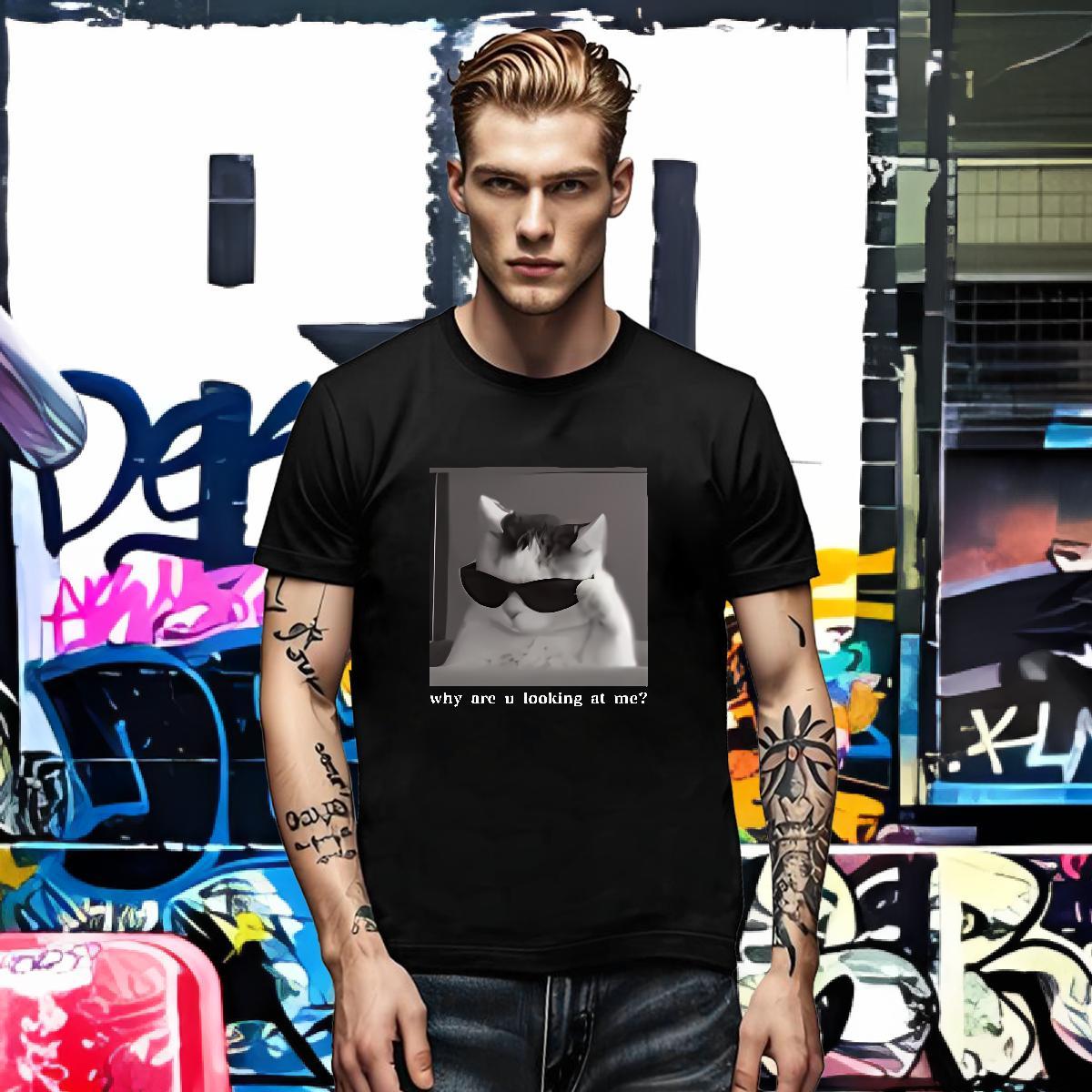 Fashion Design Men Tshirts cat Summer Casual 230g Pure Cotton Tops O-Neck Short Sleeve Cool T shirt Custom Cartoon