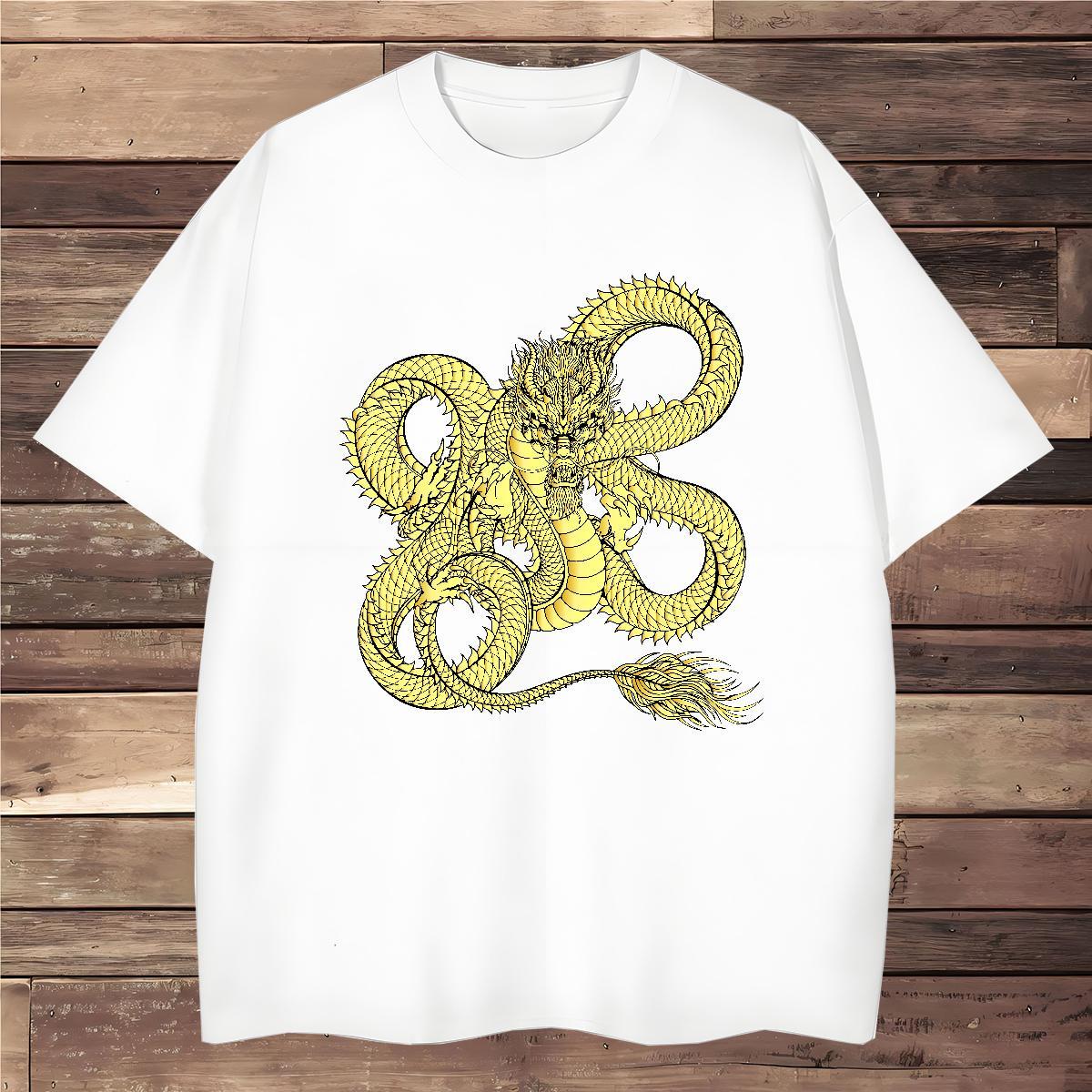 Man T Shirts 230g Cotton dragon Street wear Hip Hop Round Neck Short Sleeve Custom Printed Men Tees DIY Customized Wholesale Clothings