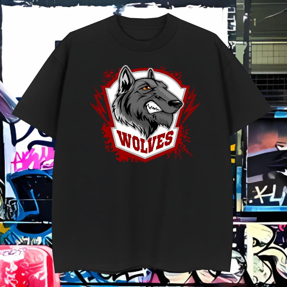 Cool Design T Shirt For Man wolf Crew Neck Hip Hop Cartoon Printing L-4XL 230g 100% Cotton Men Tees Custom Tops