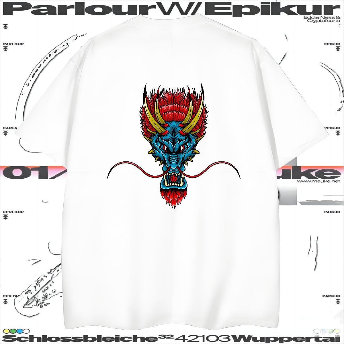 Unisex dragon head Mens T Shirts Beach Men Tshirts 230g Pure Cotton Custom Short Sleeve Soft Custom Cartoon Tees
