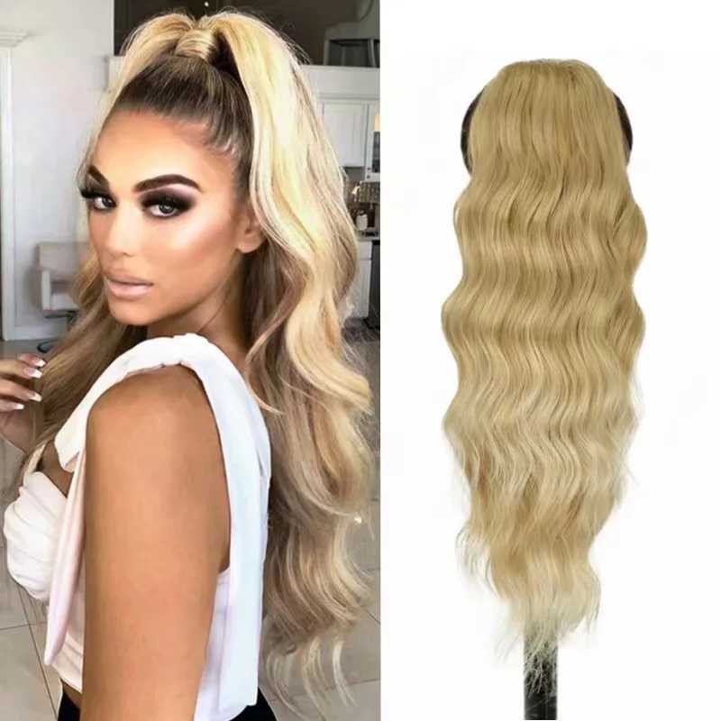 Synthetic fiber water tear long curly hair string ponytail W240817