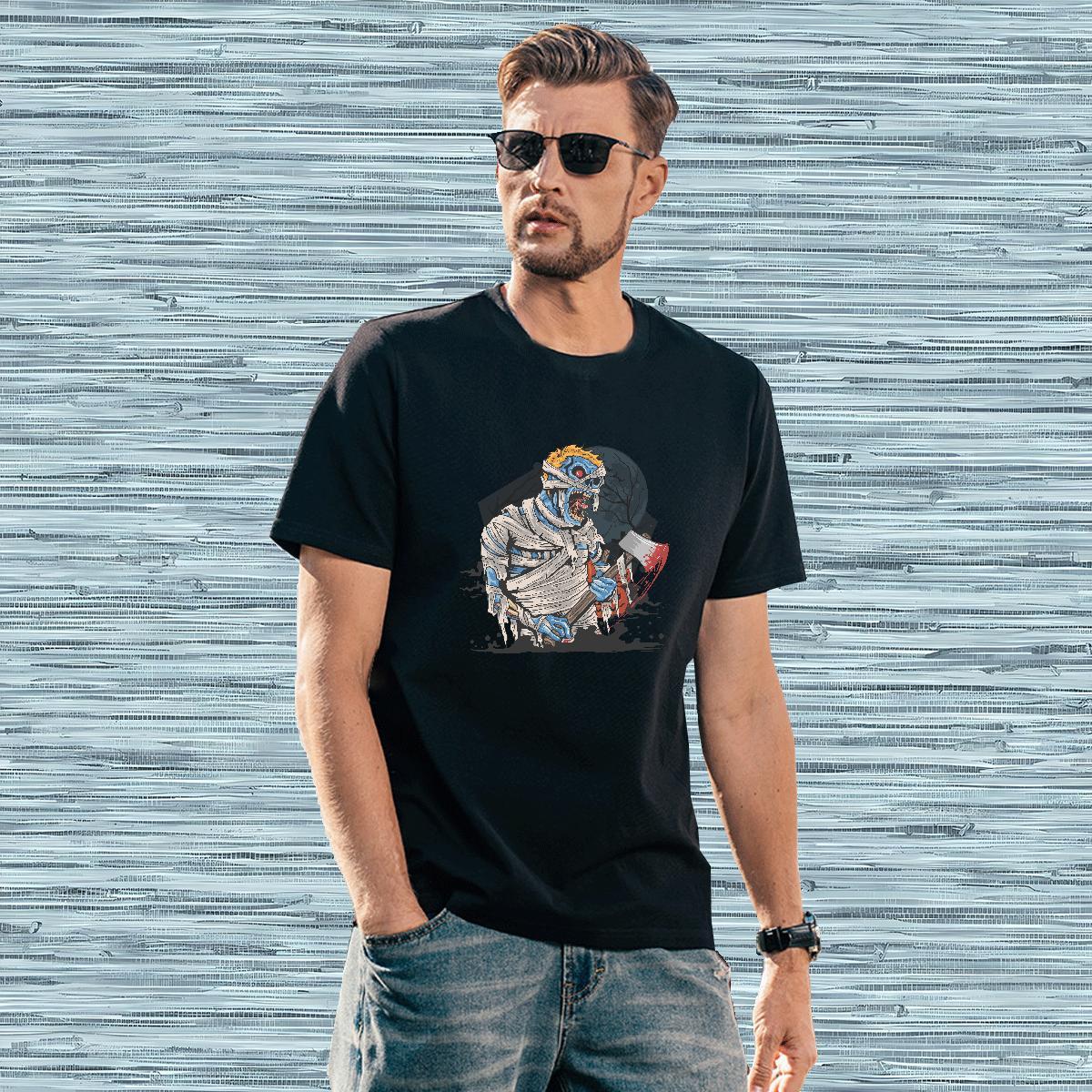 Classic Men T Shirts zombie Breathable Short Sleeve Street wear Hip Hop Customized 100% Cotton 230g Mens Tshirts Fashion Clothes