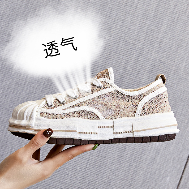 Ddmysports Shell Ead Dissolved Summer New Lace Little White Thick Sole Fisherman Casual Women S Shoes Versatile OUTDOOR