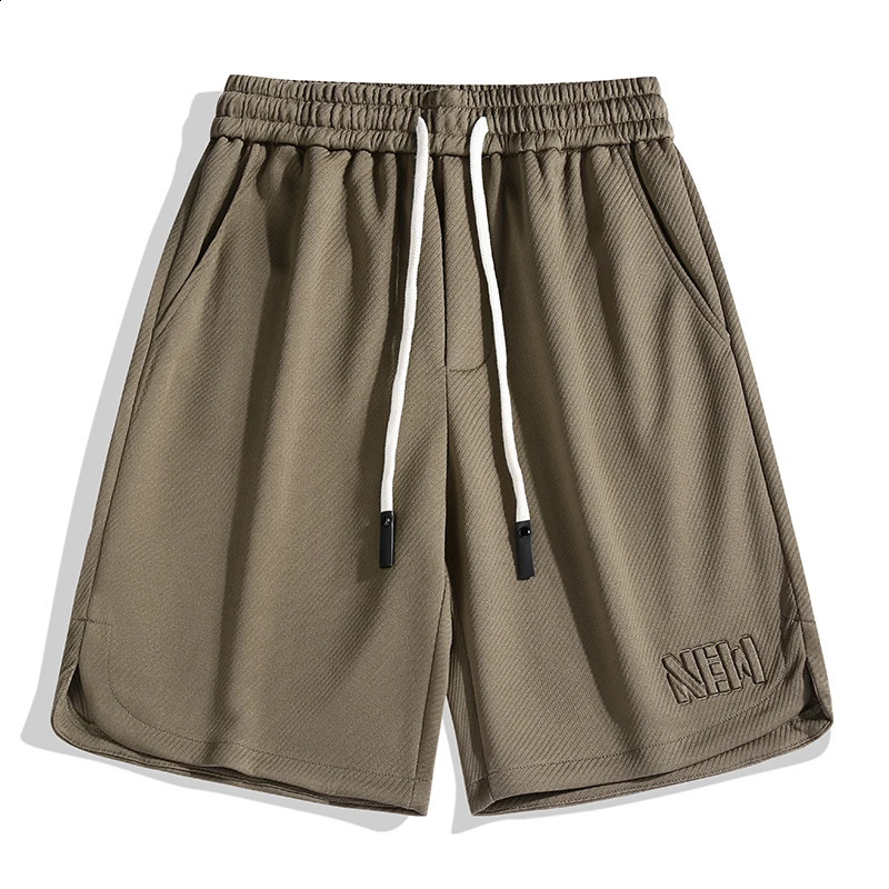 Summer Mens Solid High Waist Elastic Loose Classic Casual Pants with Pocket Drawstring Fashion Full Match Shorts 240819