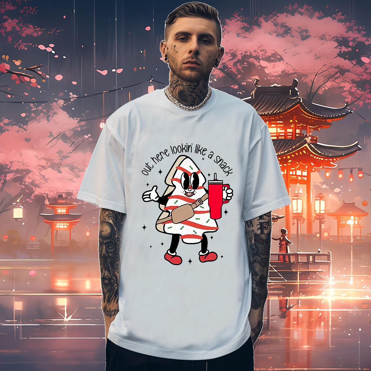 New Men Tshirts drink juice Sport 230g Pure Cotton Tops Tees Crew Neck Breathable Cool Design T Shirts Men Plus Size Cartoon