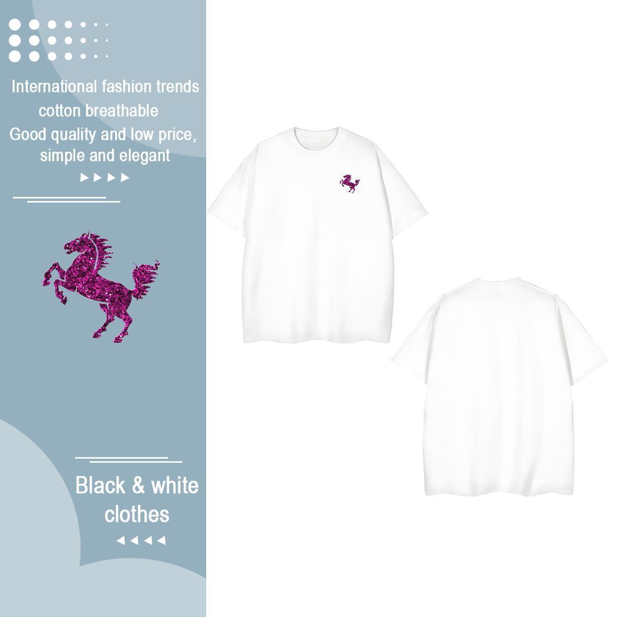 2024 Summer Men Tees horse Hip Hop Street 230g Cotton Tshirts O-Neck Short Sleeve Unisex T-Shirts Skull