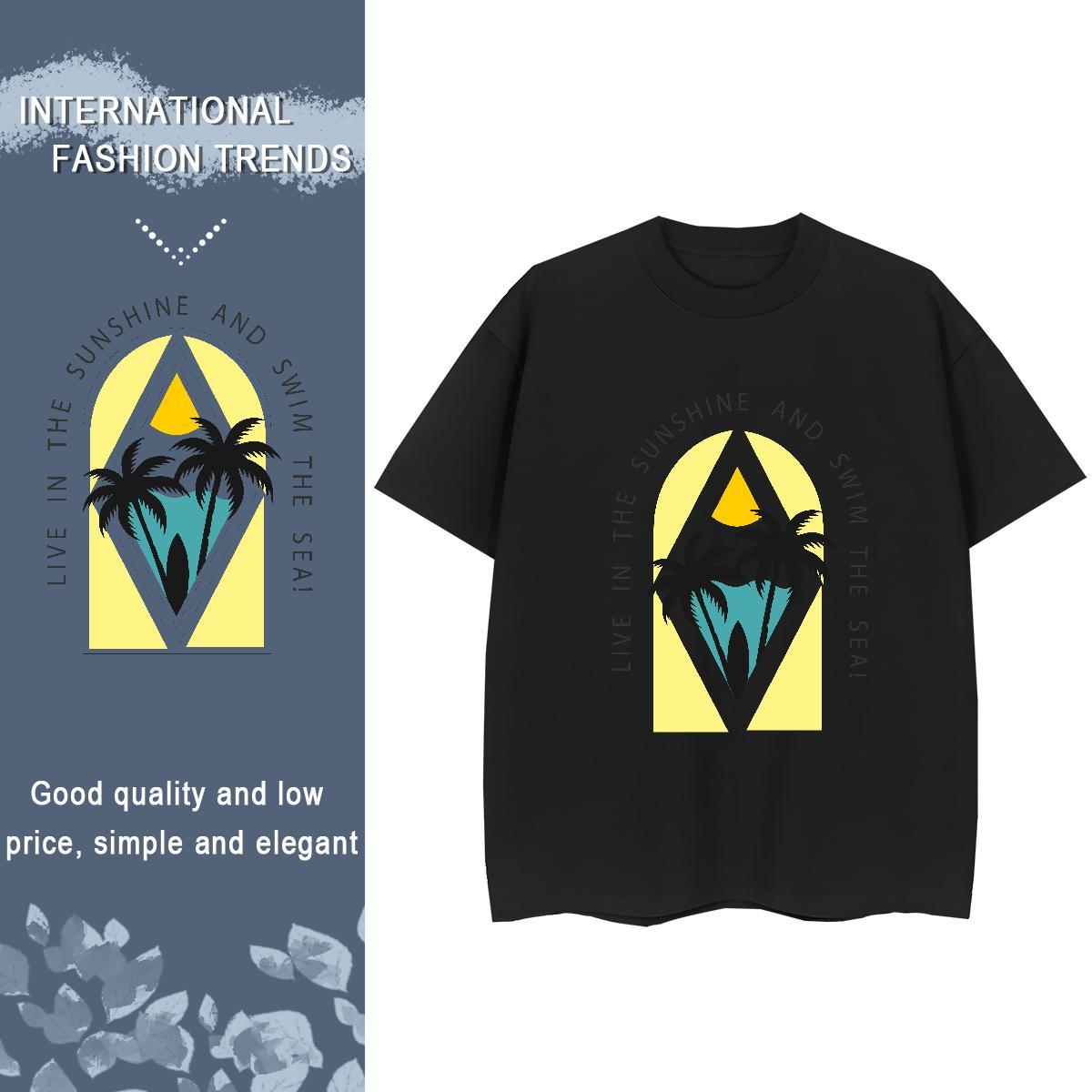 Fashion Womens Tshirts Street Casual Crew Neck Breathable Tee Shirt Unisex 230g 100% Cotton wave Cartoon Print Woman T Shirts