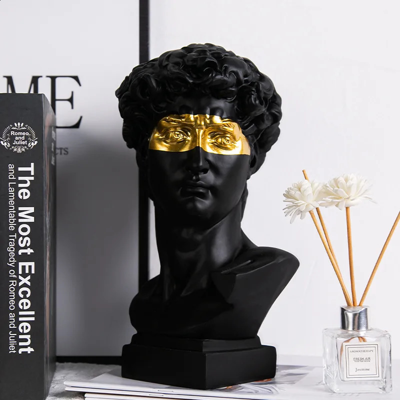 European Home Decoration David Head Resin Statue Modern Abstract Art Half body Sculpture Sketching Practice 240819