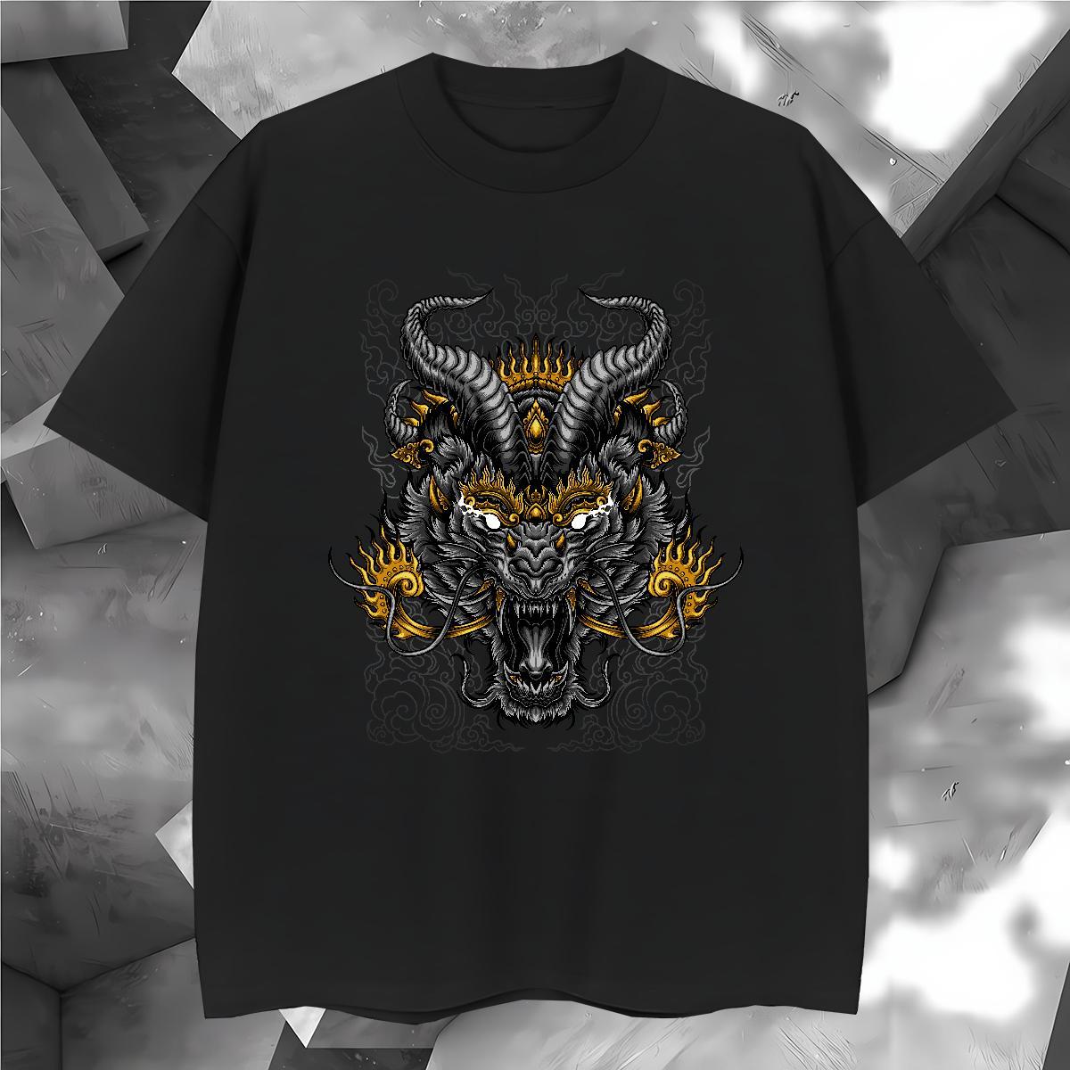 Comfortable dragon T-Shirts for Men Street Wear Tshirts 230g Pure Cotton 2024 Summer Breathable Short Sleeve Graphic Clothes