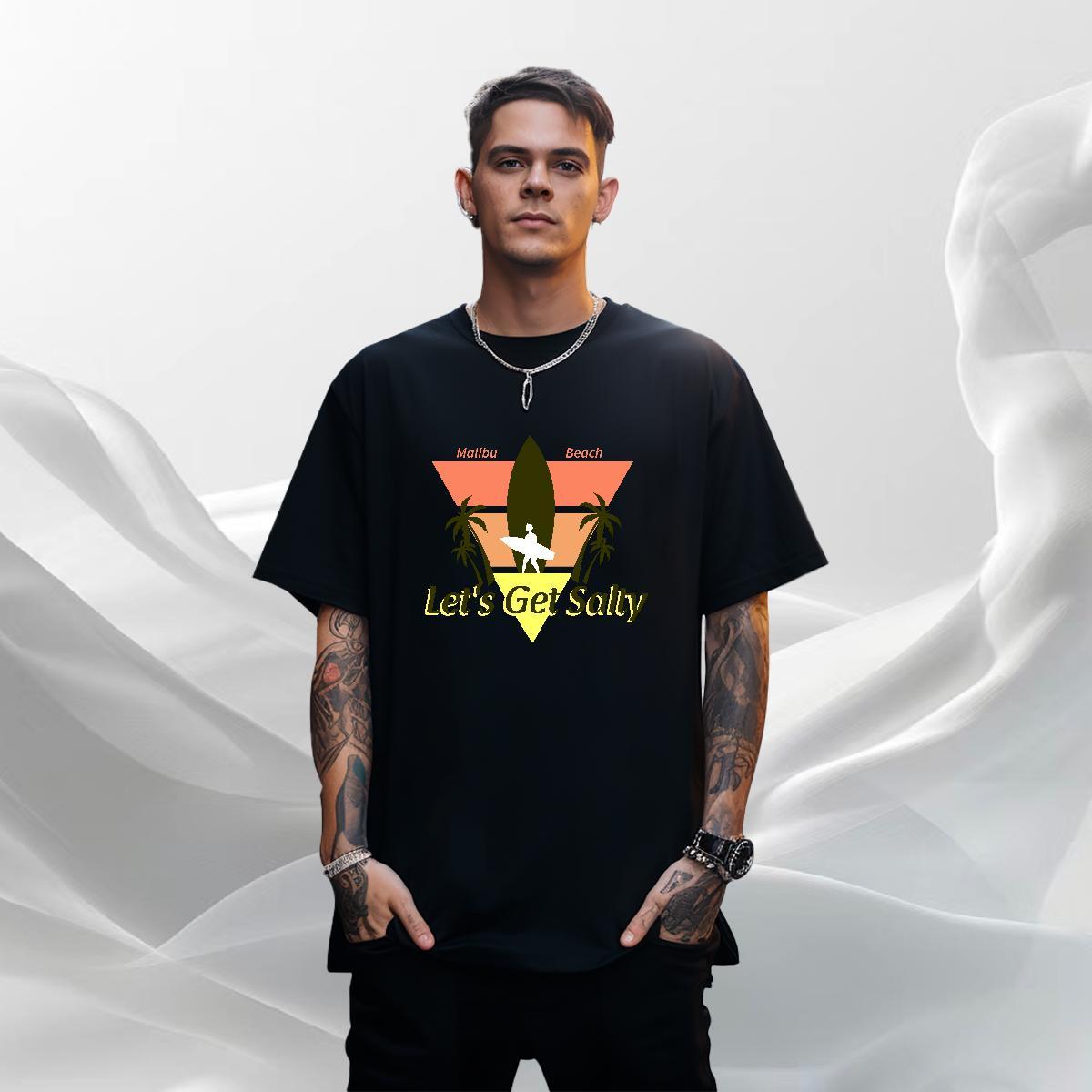 Designer Men Tees Spring Summer 100% Cotton 230g DIY Pure Cotton wave Mens T Shirts Fashion New Clothes