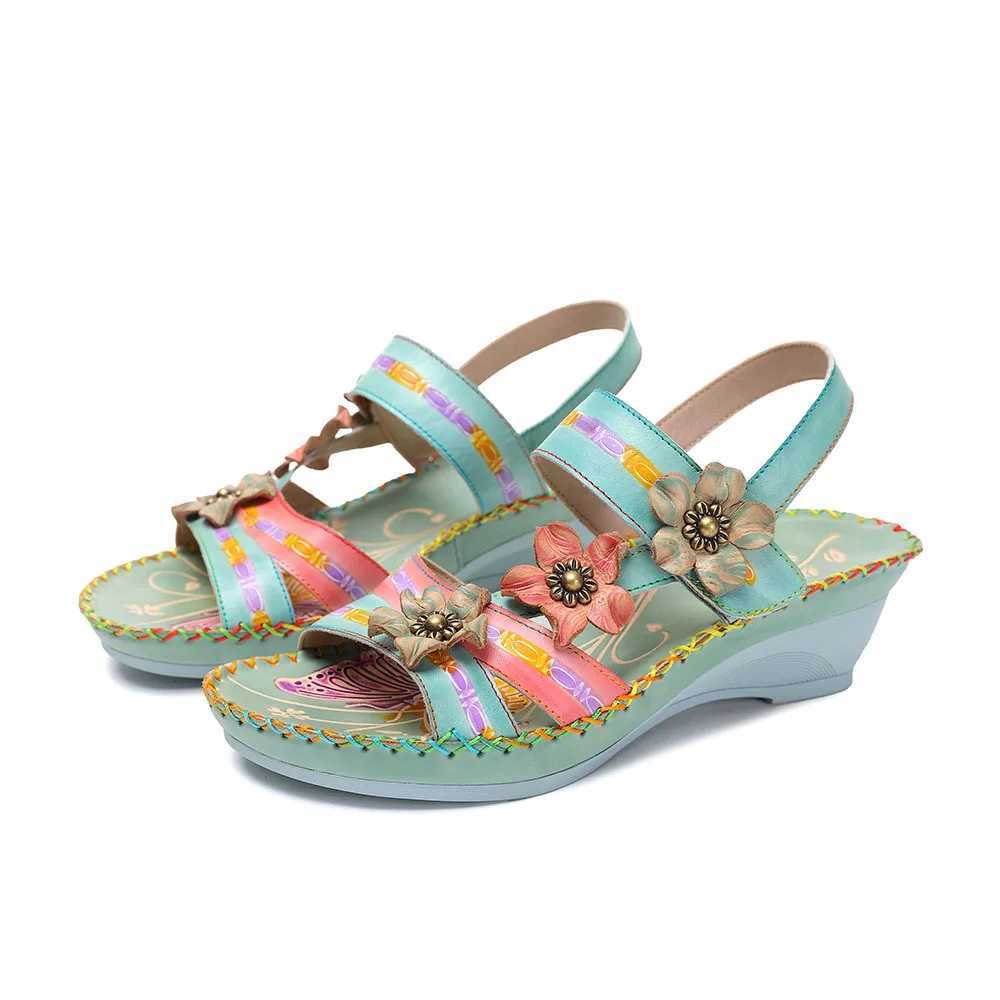 Vicconfy Leather Floral Womens Sandals CL240806