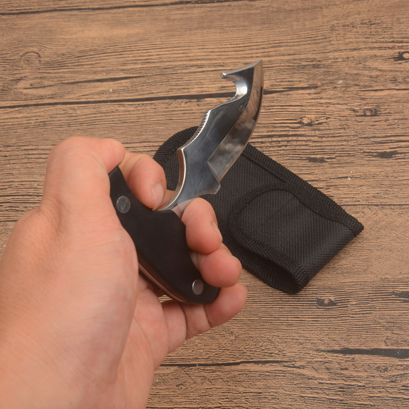 Top Quality New Fixed Wood handle Push knife 440C 58HRC Satin Blade EDC Pocket Knives with Bottle Opener and Nylon Sheath Package