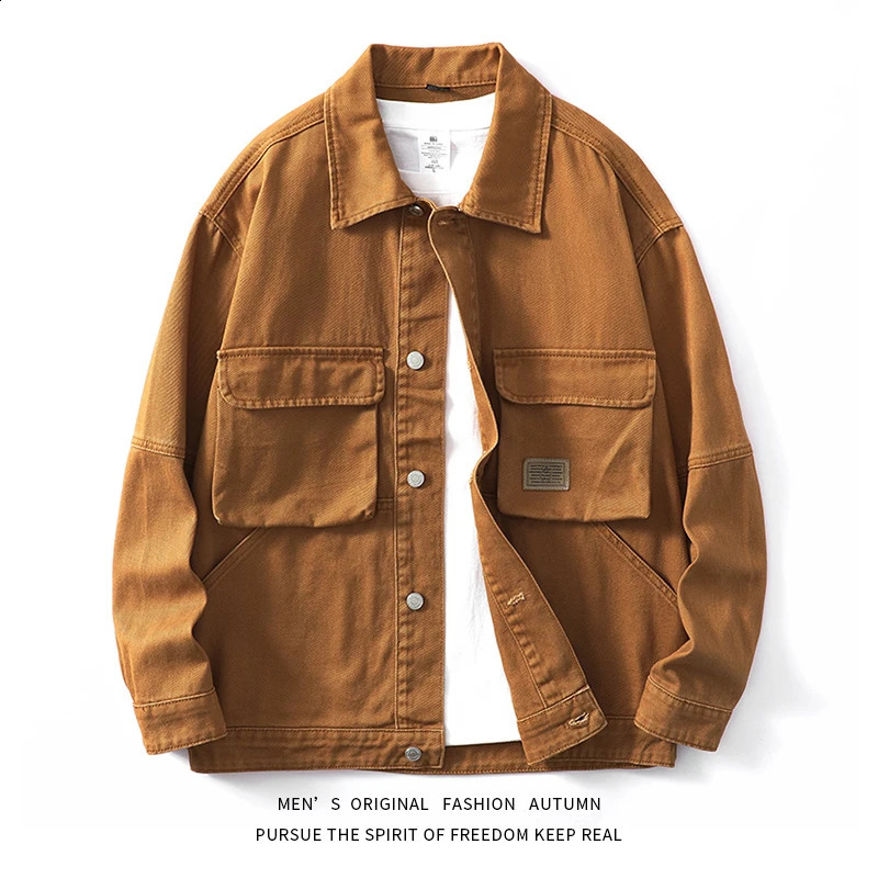 Autumn American Gangster Handsome Mens Workwear Denim Jacket Hundreds of retro classic Japanese denim casual blouse shirt y240819