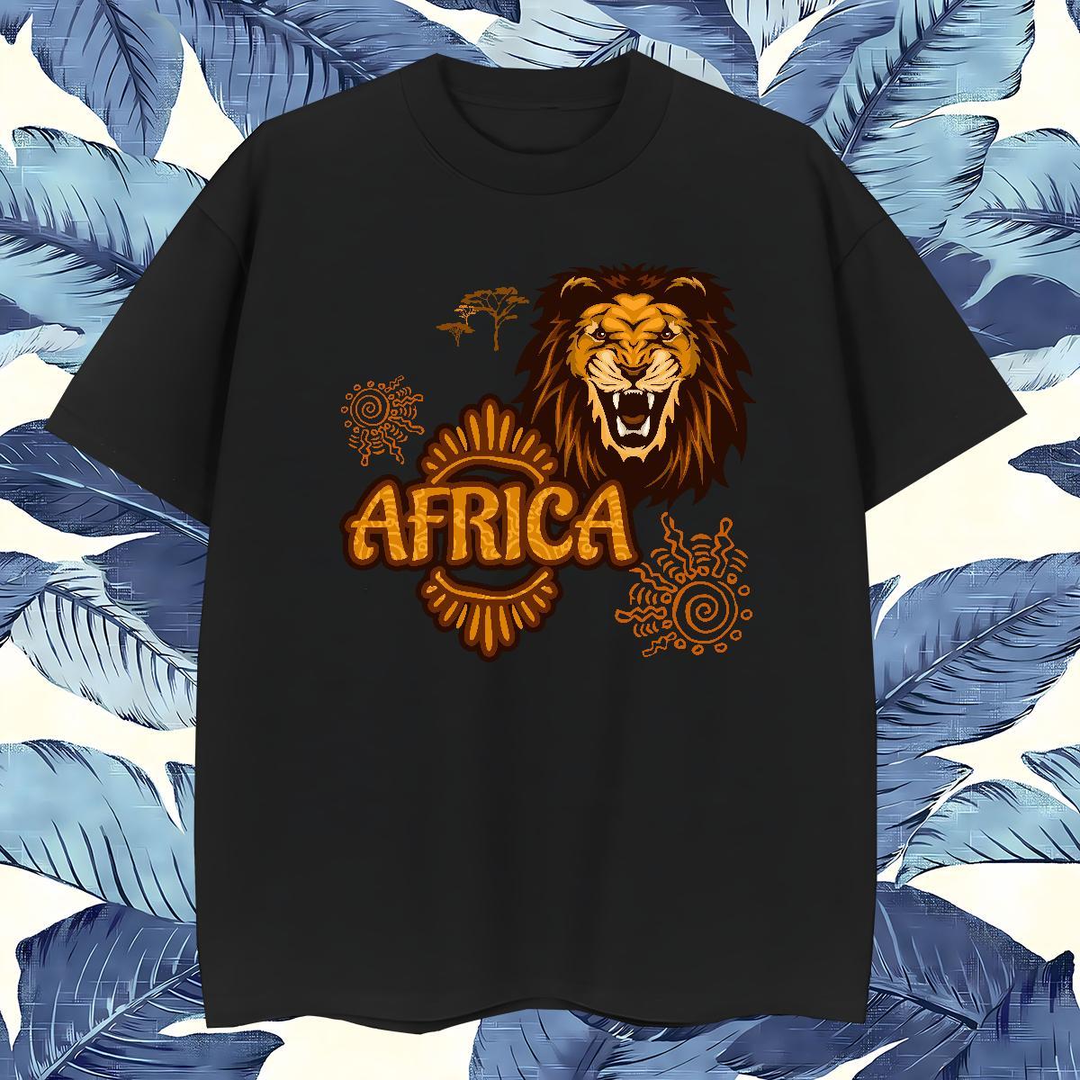 Free Shipping Africa lion Mens T Shirts Street wear Hip Hop Men Tees 100% Cotton 230g Designer Fashion Round Neck Short Sleeve DIY Anime Clothings