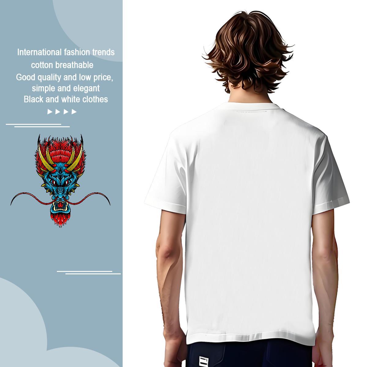 T-Shirts for Men 100% Cotton 230g fierce Beach O Neck Short Sleeves Anime Mens Tshirts New Arrival Comfortable Tops Tees