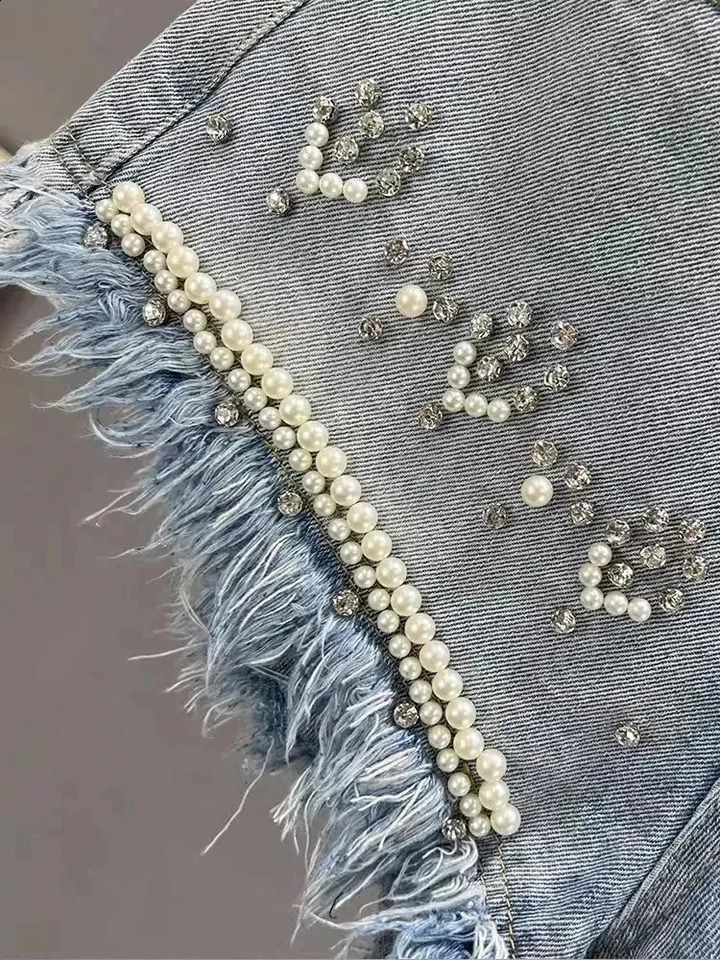 Fashion Diamond Hole Denim Shorts Summer 2024 Womens Sexy High Waist Jeans Booty Shorts 240820