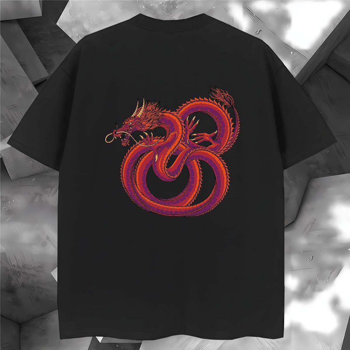 Men T Shirts 100% Cotton 230g dragon Daily Outfit Breathable Short Sleeve Graphic Men Tops Tees Factory Direct High Quality Tees Shirts